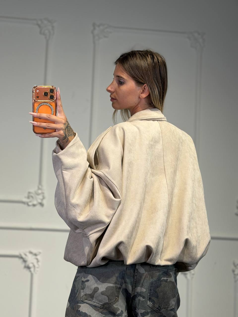 Giacca oversize effetto scamosciato - Dverso Fashion