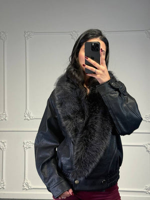 giacchetto in pelle con pelliccia - Dverso Fashion