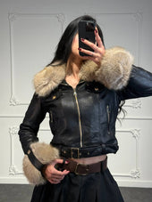 giacchetto pelle Russin con pelliccia - Dverso Fashion
