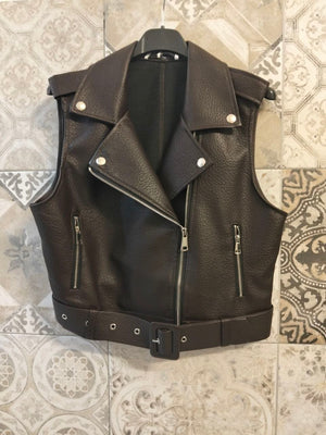 gilet biker in pelle - Dverso Fashion