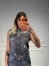 gilet di jeans con bottoni - Dverso Fashion
