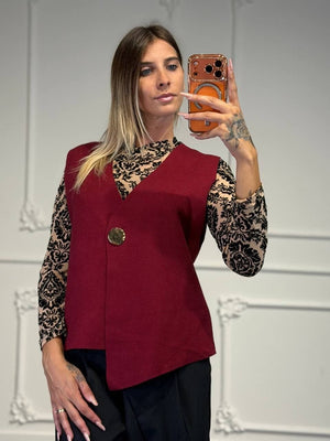 gilet in tessuto con bottone oro - Dverso Fashion