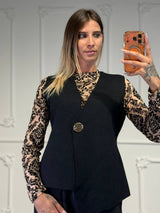 gilet in tessuto con bottone oro - Dverso Fashion