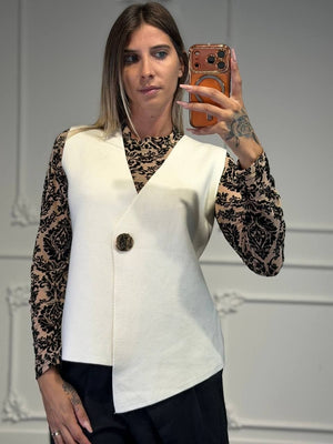 gilet in tessuto con bottone oro - Dverso Fashion