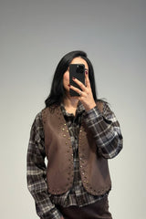gilet scamosciato con borchie - Dverso Fashion