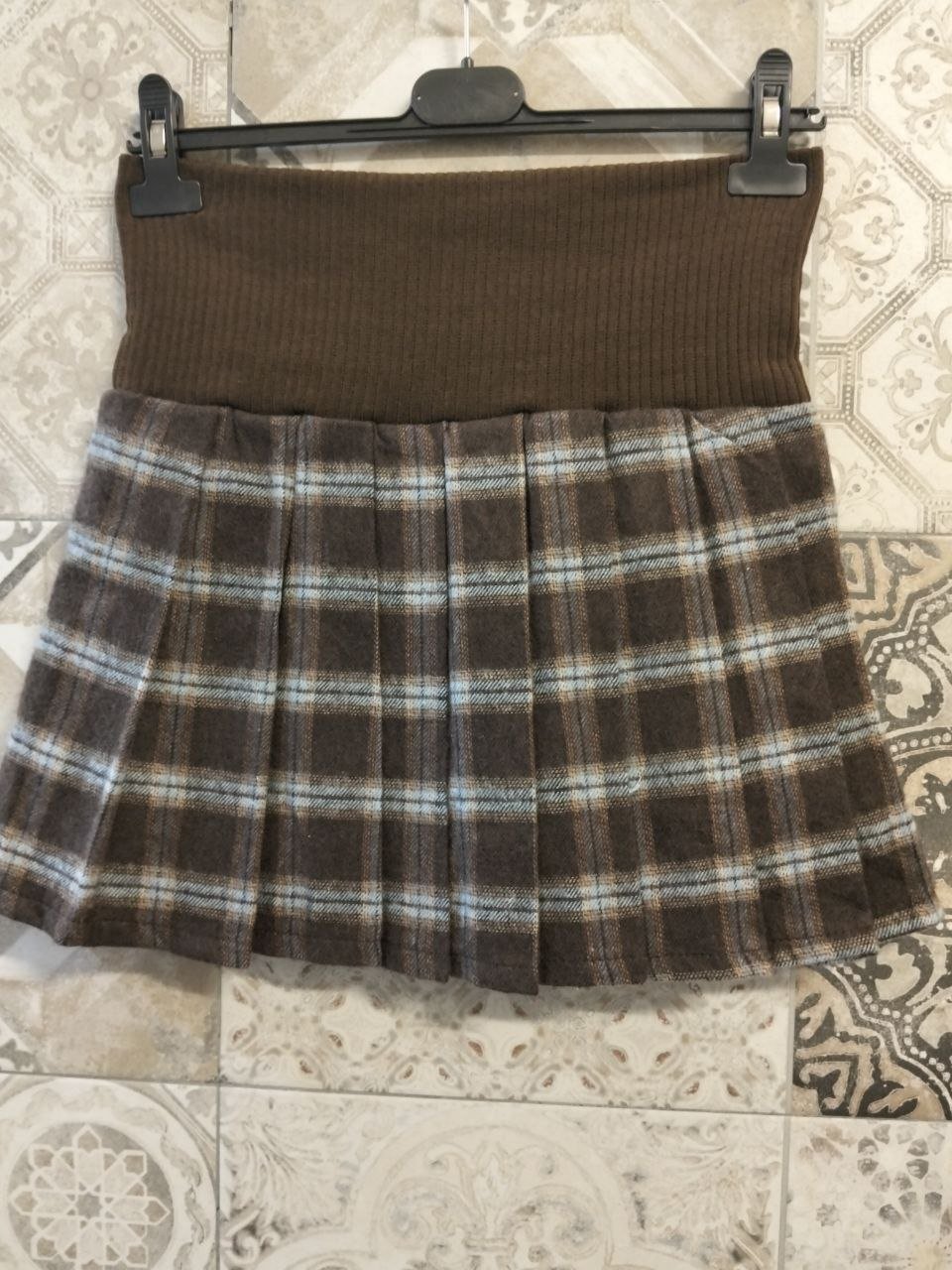 gonna a quadri in panno con fascia elastica - Dverso Fashion