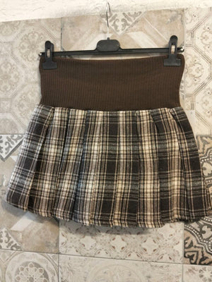 gonna a quadri in panno con fascia elastica - Dverso Fashion