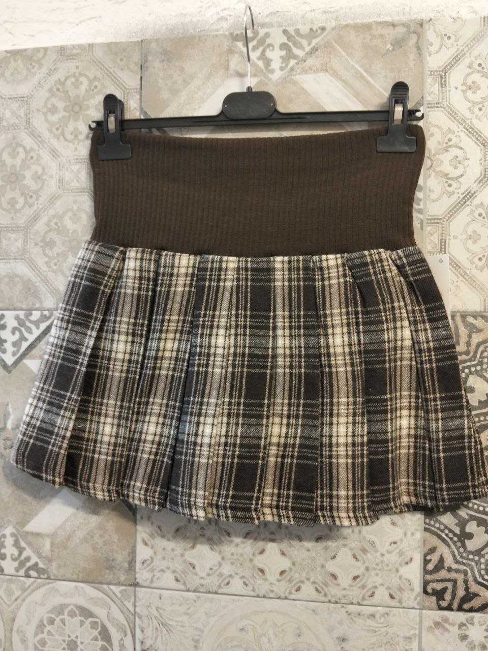 gonna a quadri in panno con fascia elastica - Dverso Fashion