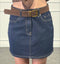 Gonna corta in denim a vita alta con cintura - Dverso Fashion