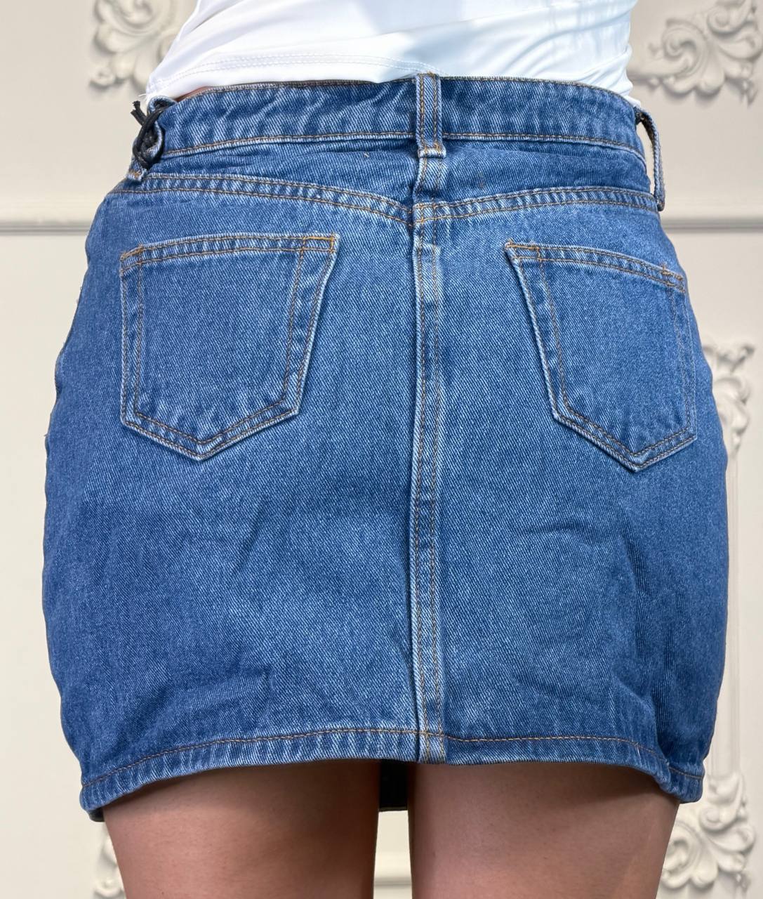 gonna jeans blu scuro - Dverso Fashion