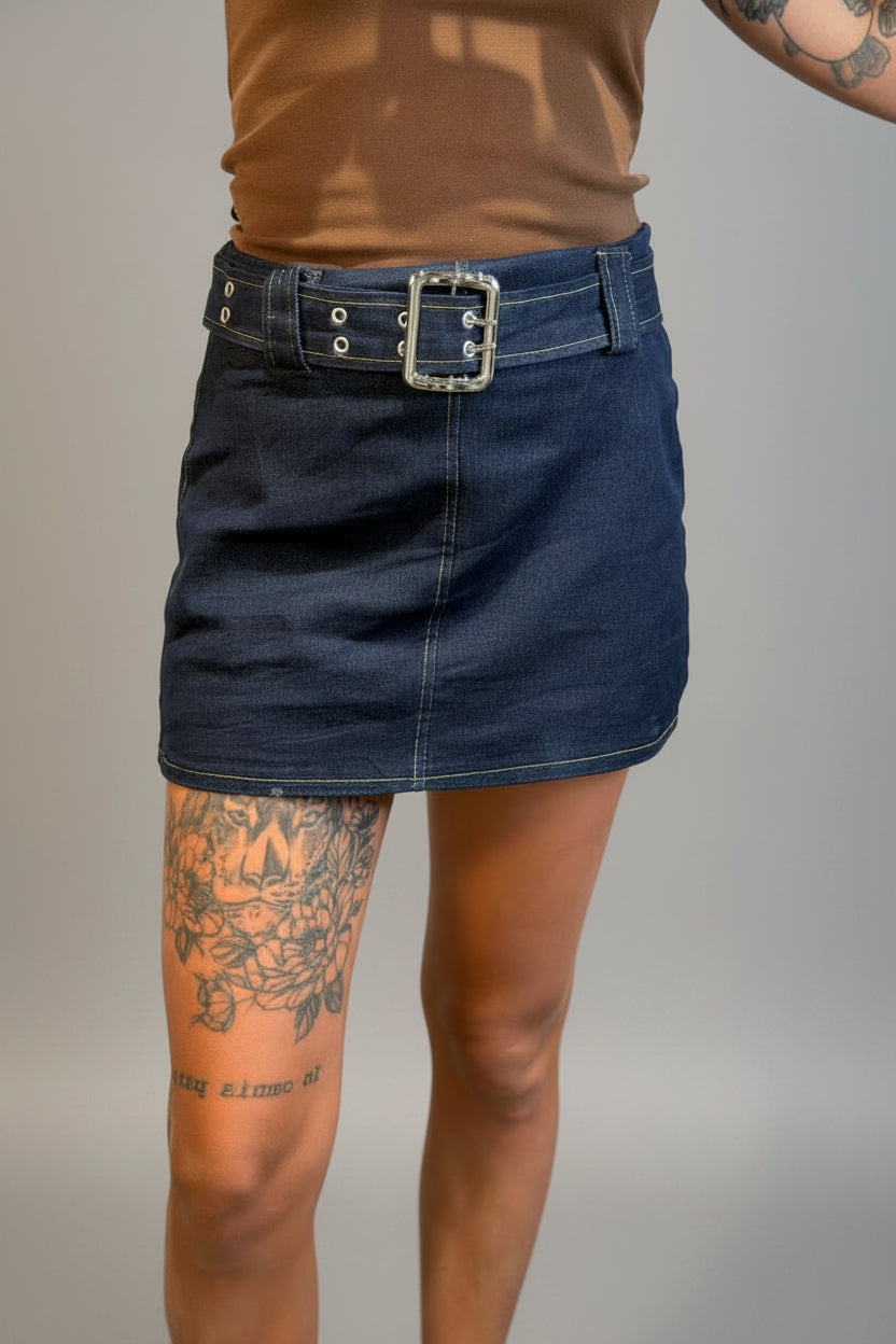 gonna jeans con cinta - Dverso Fashion