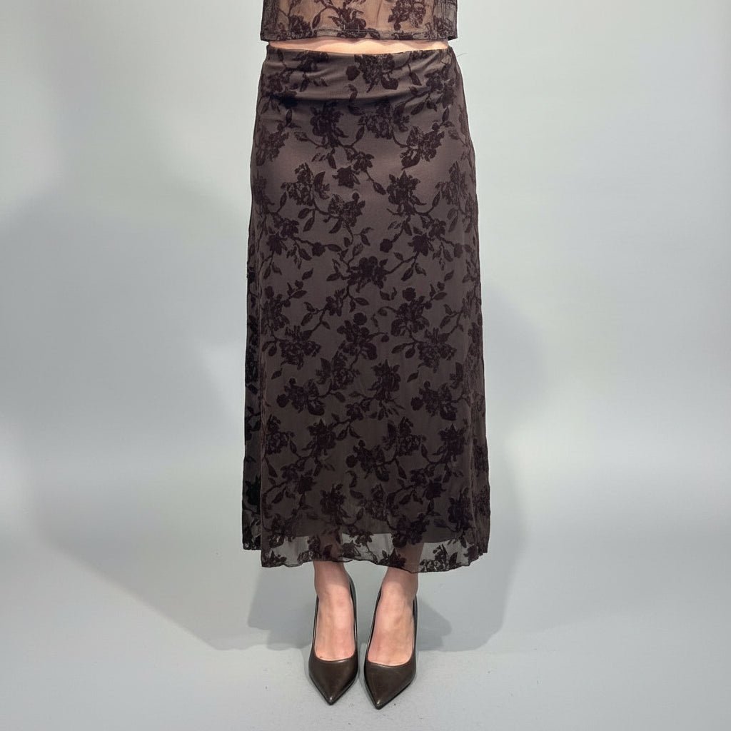Gonna midi con decorazione floreale - Dverso Fashion