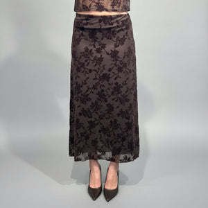 Gonna midi con decorazione floreale - Dverso Fashion