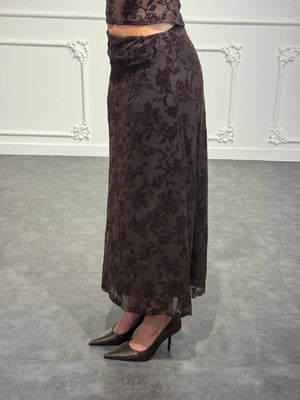 Gonna midi con decorazione floreale - Dverso Fashion
