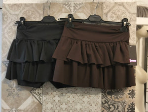 gonna pantaloncino con balze in licra - Dverso Fashion