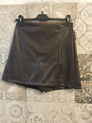 gonna pantaloncino pitonata in pelle - Dverso Fashion