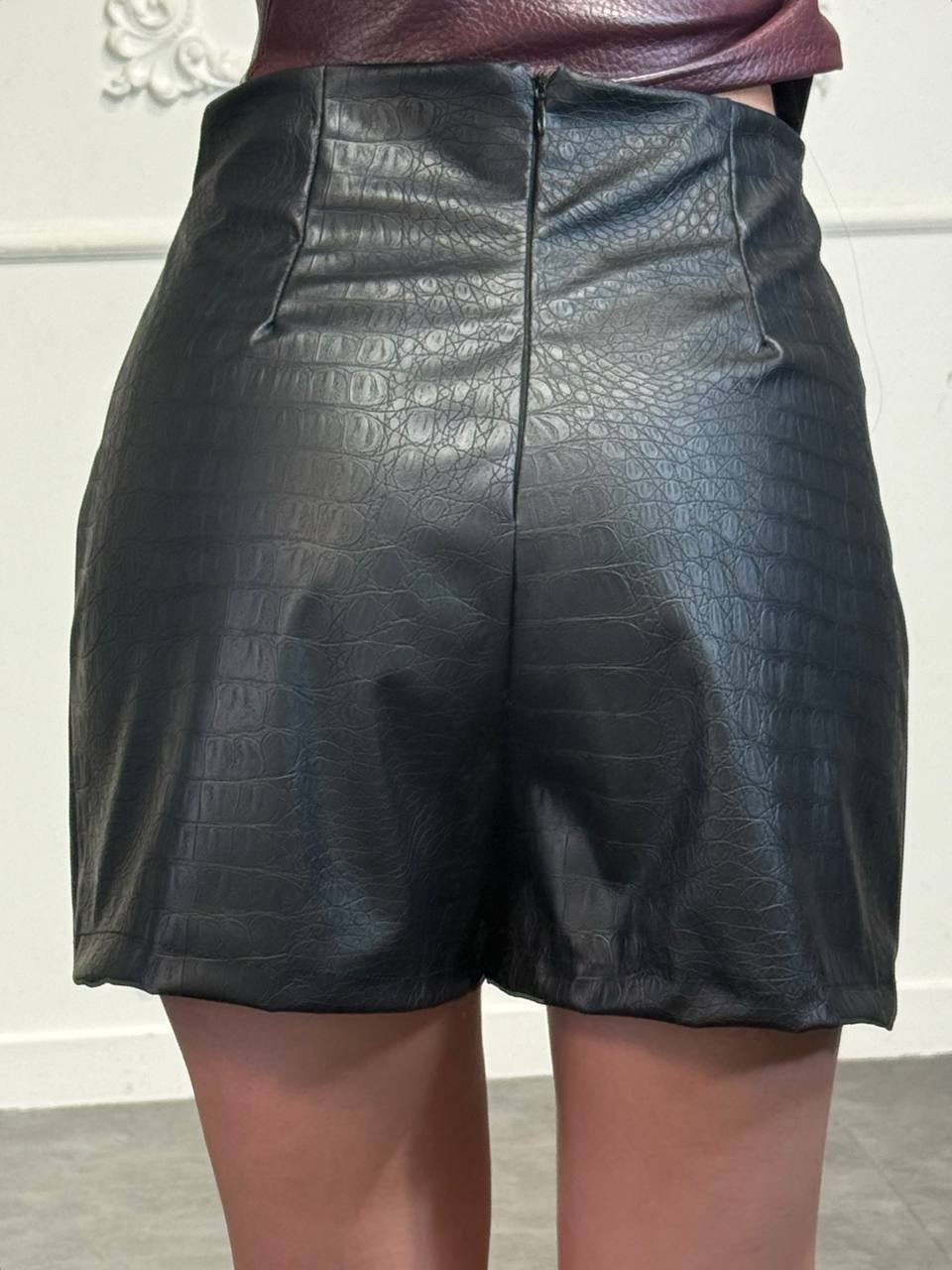 gonna pantaloncino pitonata in pelle - Dverso Fashion