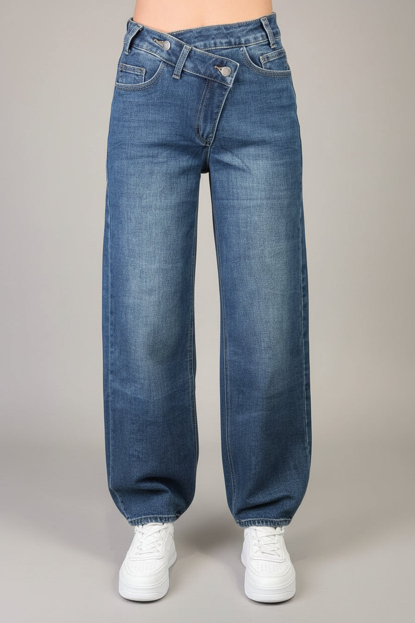 jeans chiusura obliqua - Dverso Fashion