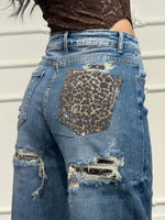 jeans con tasca glitter leopardata - Dverso Fashion