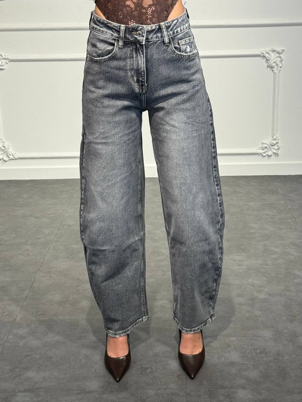 jeans con tasca glitter leopardata - Dverso Fashion