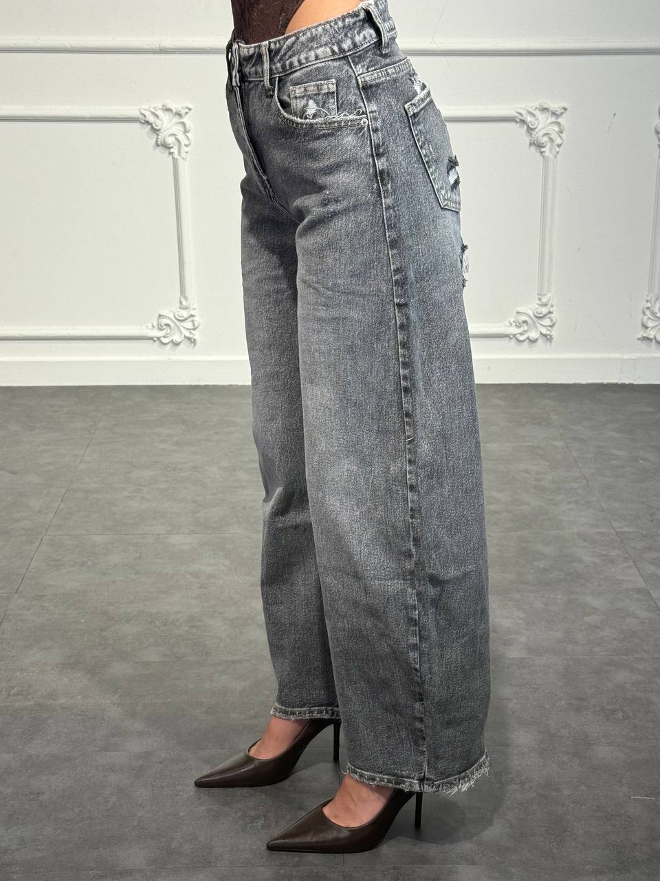 jeans con tasca glitter leopardata - Dverso Fashion