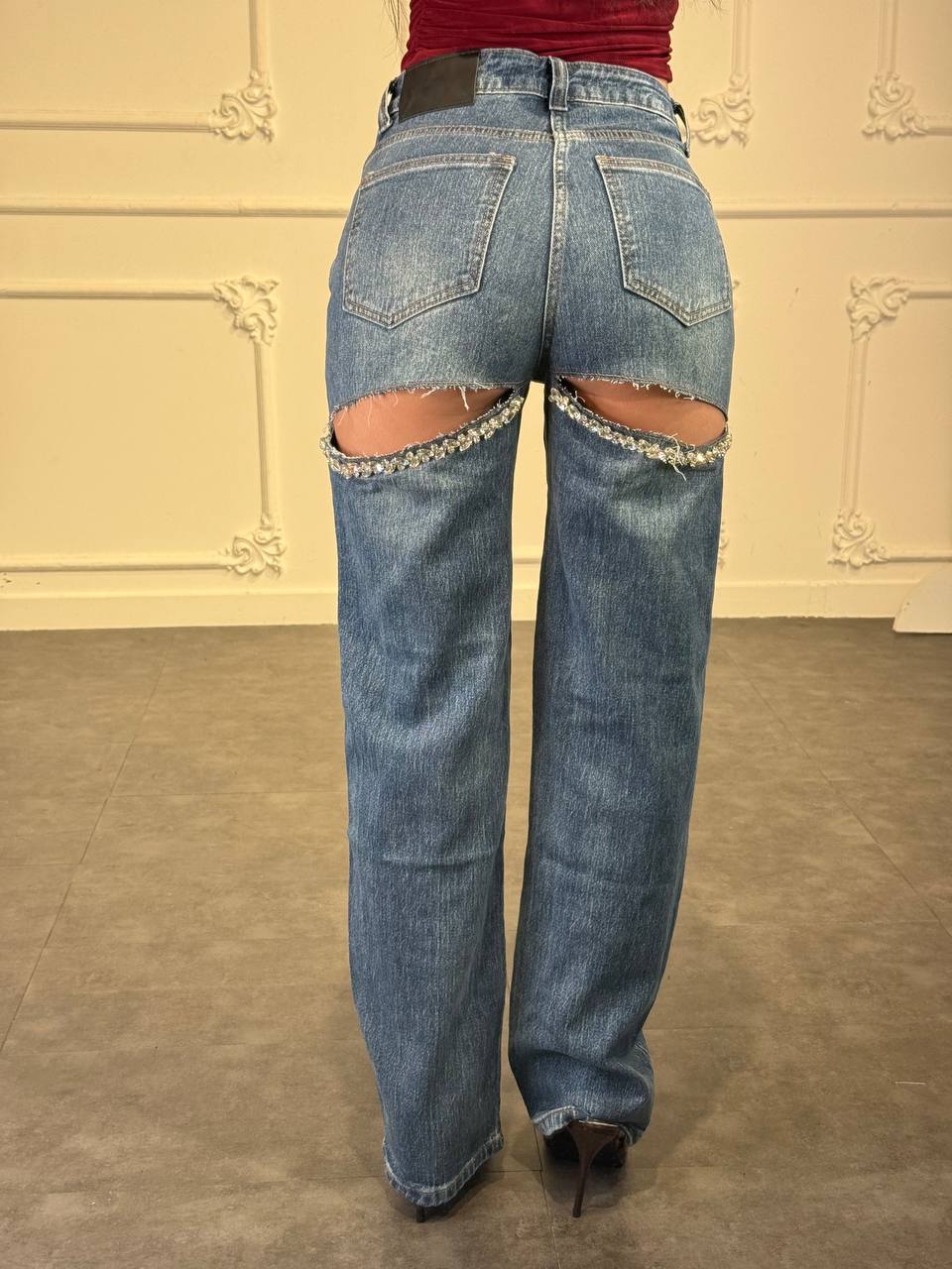 jeans Swarovski cut - Dverso Fashion