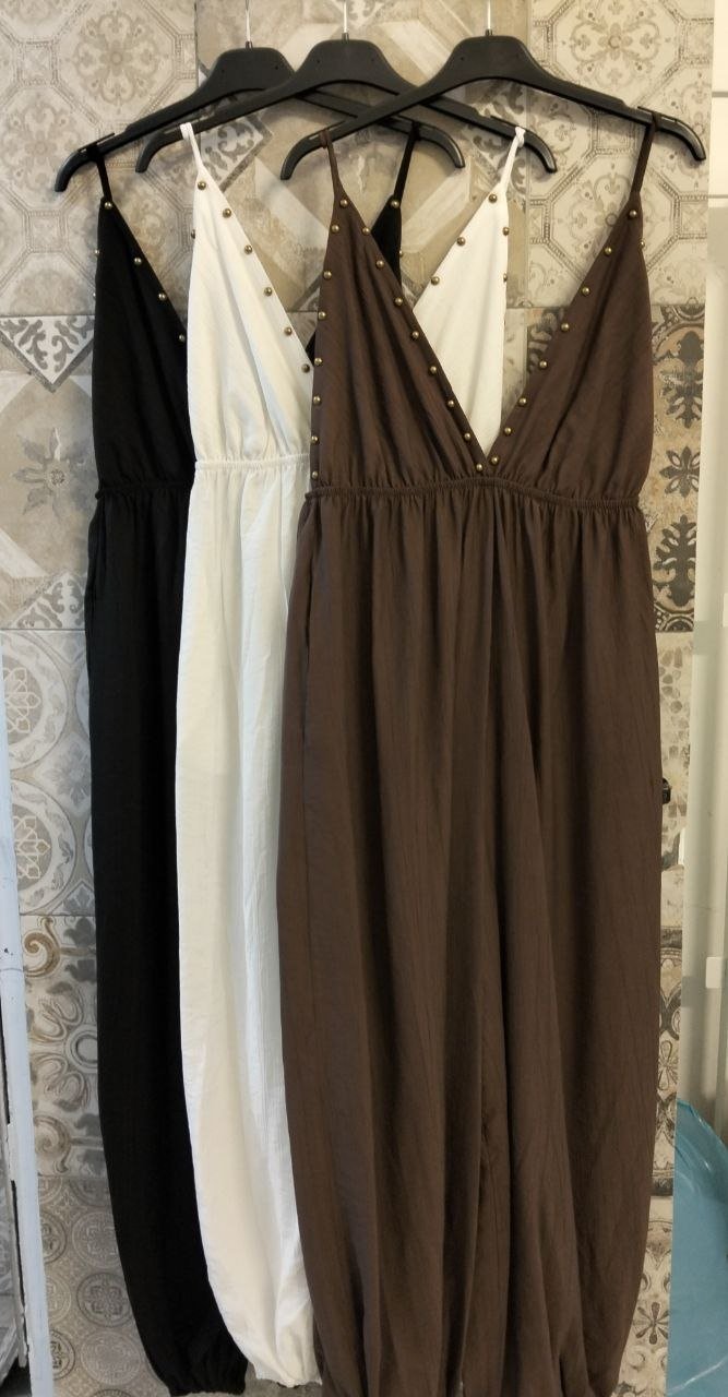jumpsuit in lino con bulloni - Dverso Fashion