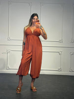jumpsuit in lino con bulloni - Dverso Fashion