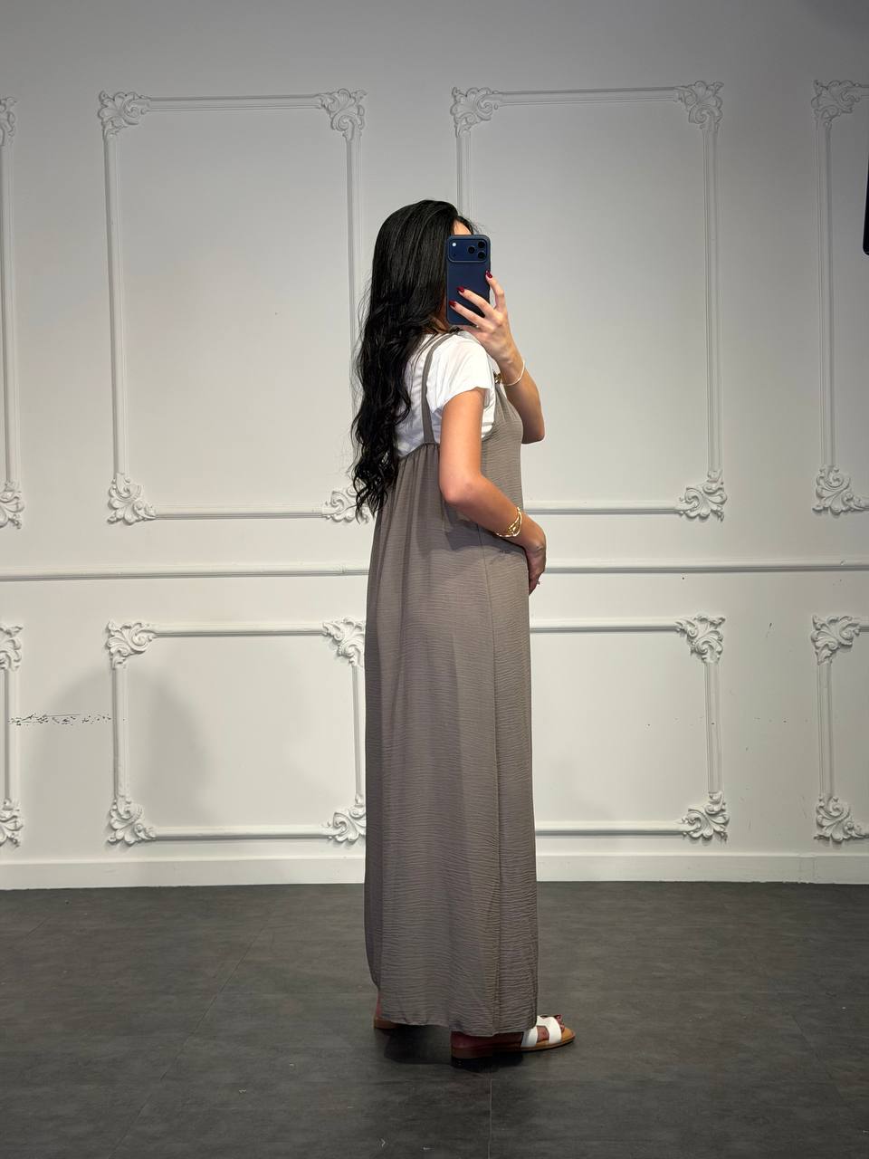 jumpsuit lunga in cotone con dettaglio - Dverso Fashion