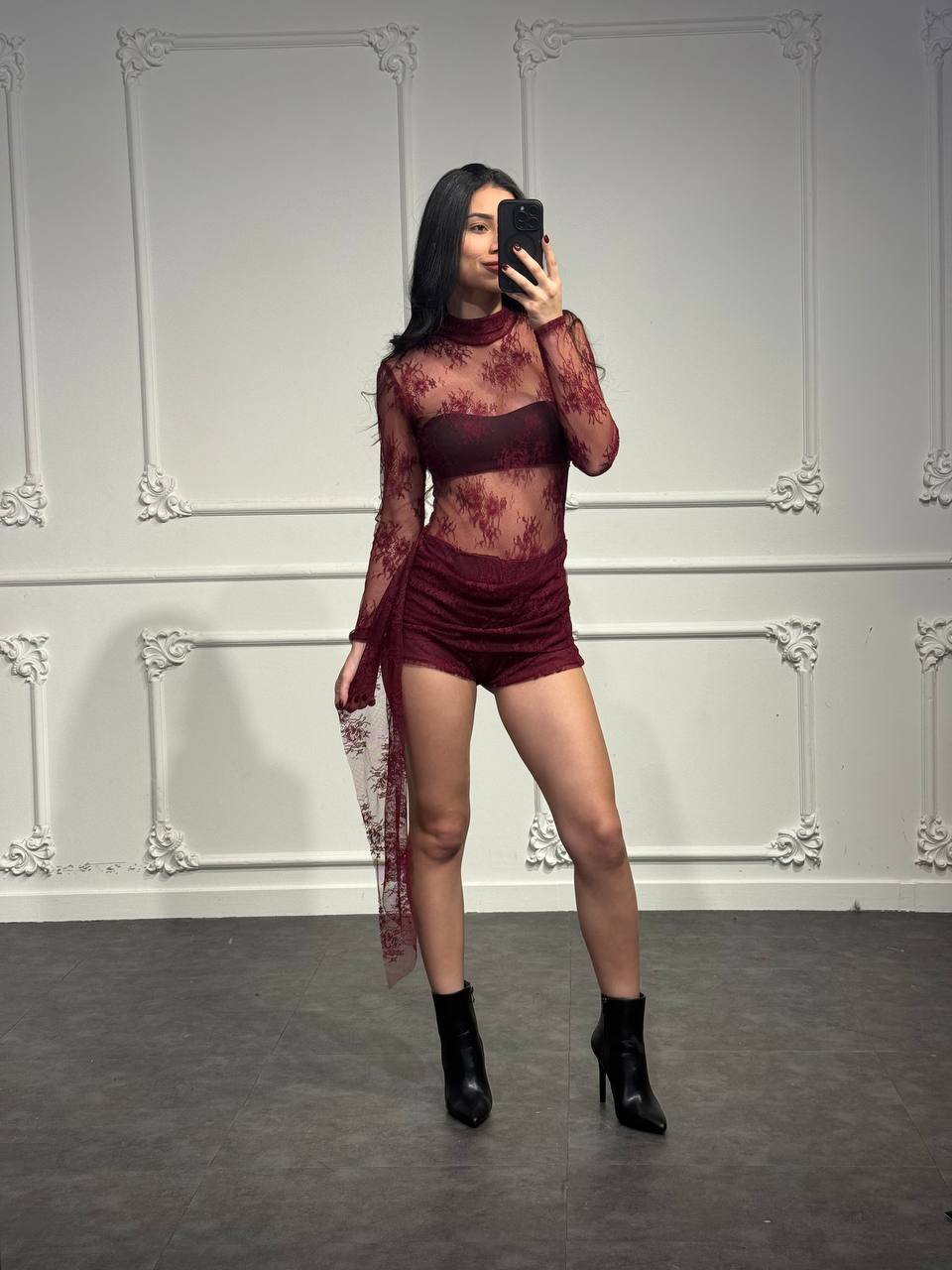 Jumpsuit mini in pizzo - Dverso Fashion