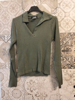 maglia a costine con colletto - Dverso Fashion