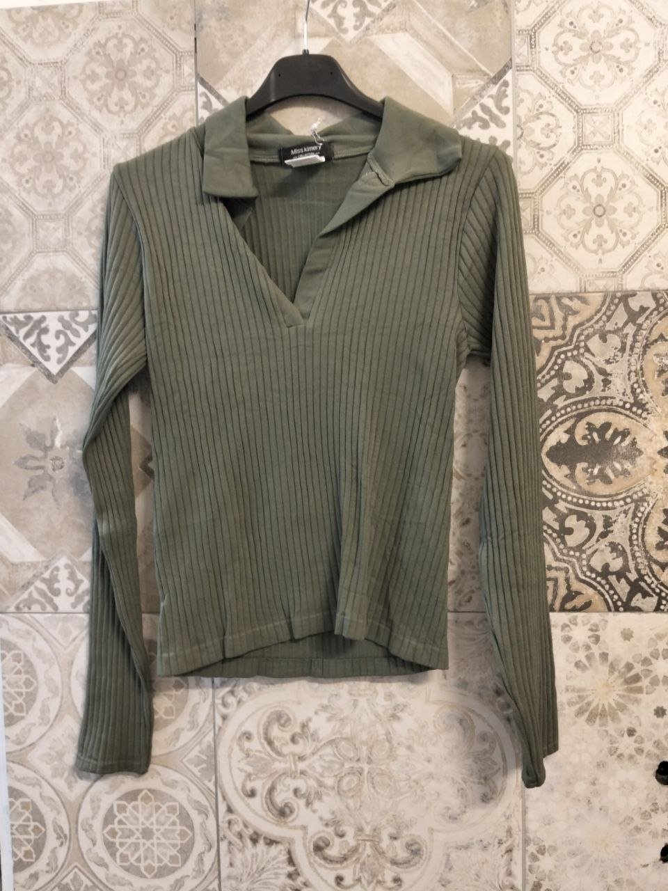 maglia a costine con colletto - Dverso Fashion