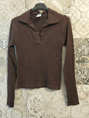 maglia a costine con colletto - Dverso Fashion