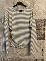 maglia a righe avvitata con manica a campana - Dverso Fashion