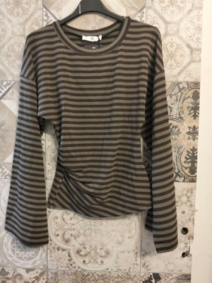 maglia a righe avvitata con manica a campana - Dverso Fashion