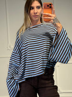 maglia a righe con manica a campana - Dverso Fashion