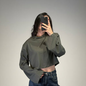 maglia basic crop con spalline - Dverso Fashion