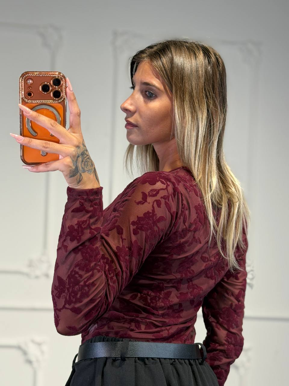 Maglia con motivo floreale e scollo a V - Dverso Fashion