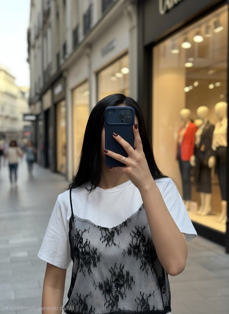 maglia con top in pizzo - Dverso Fashion