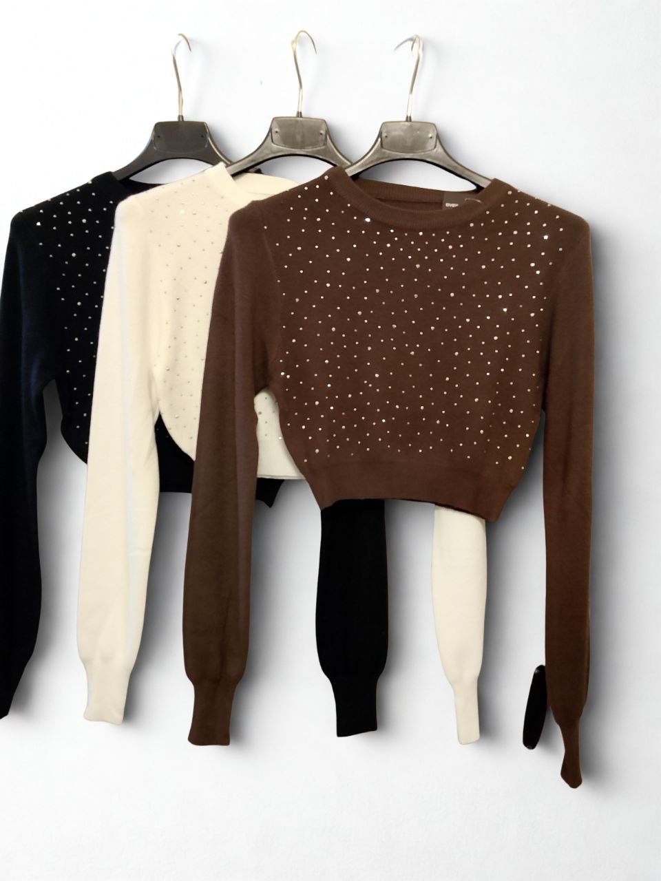 Maglia crop con strass - Dverso Fashion