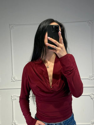 Maglia drappeggiata con scollo profondo - Dverso Fashion