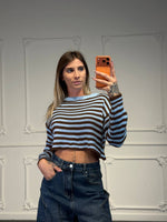 maglia in lana a righe crop - Dverso Fashion