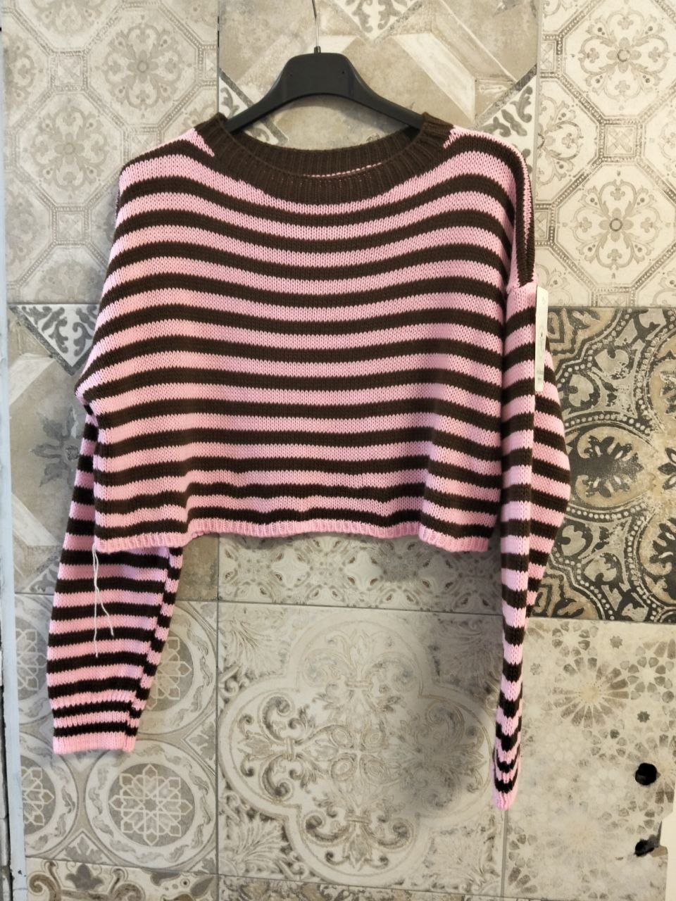 maglia in lana a righe crop - Dverso Fashion