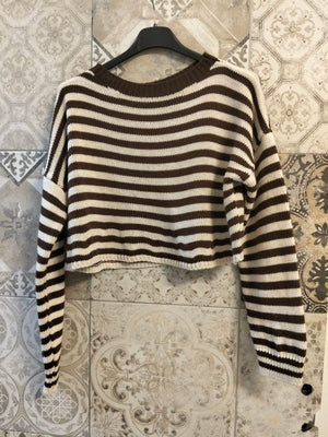 maglia in lana a righe crop - Dverso Fashion