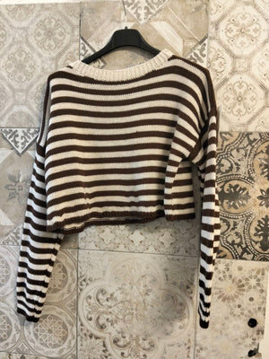 maglia in lana a righe crop - Dverso Fashion