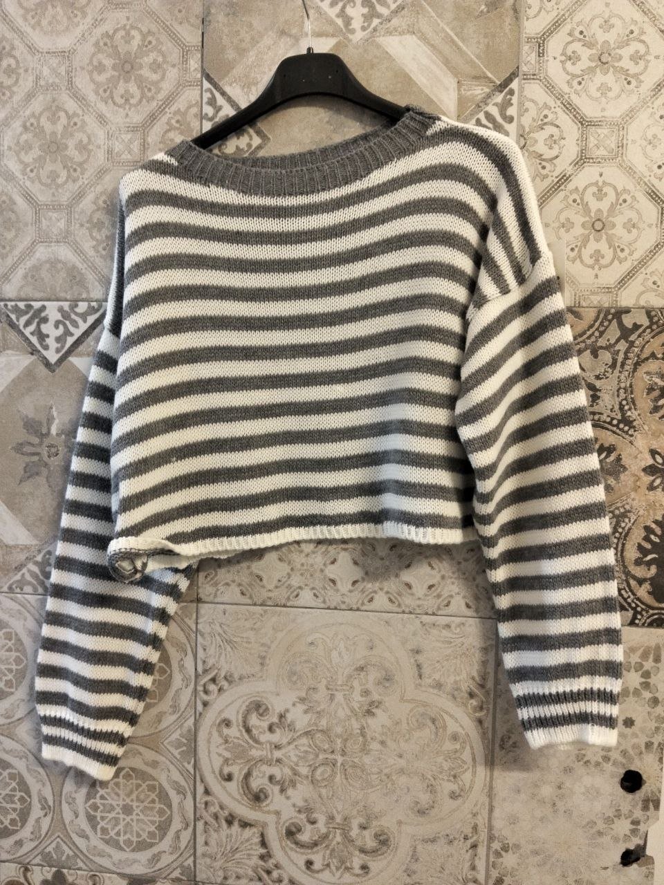 maglia in lana a righe crop - Dverso Fashion