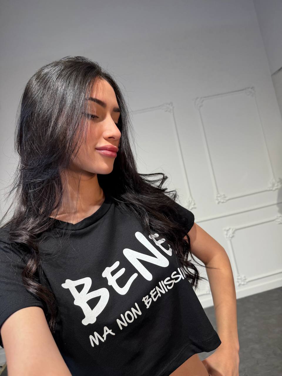 maglia scritte crop - Dverso Fashion