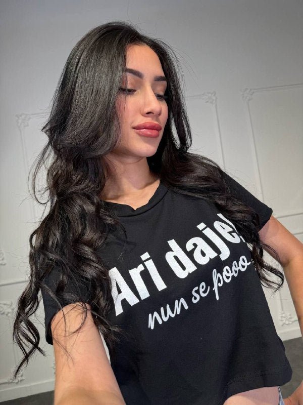 maglia scritte crop - Dverso Fashion