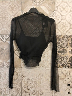 maglia velata crop con bralette - Dverso Fashion