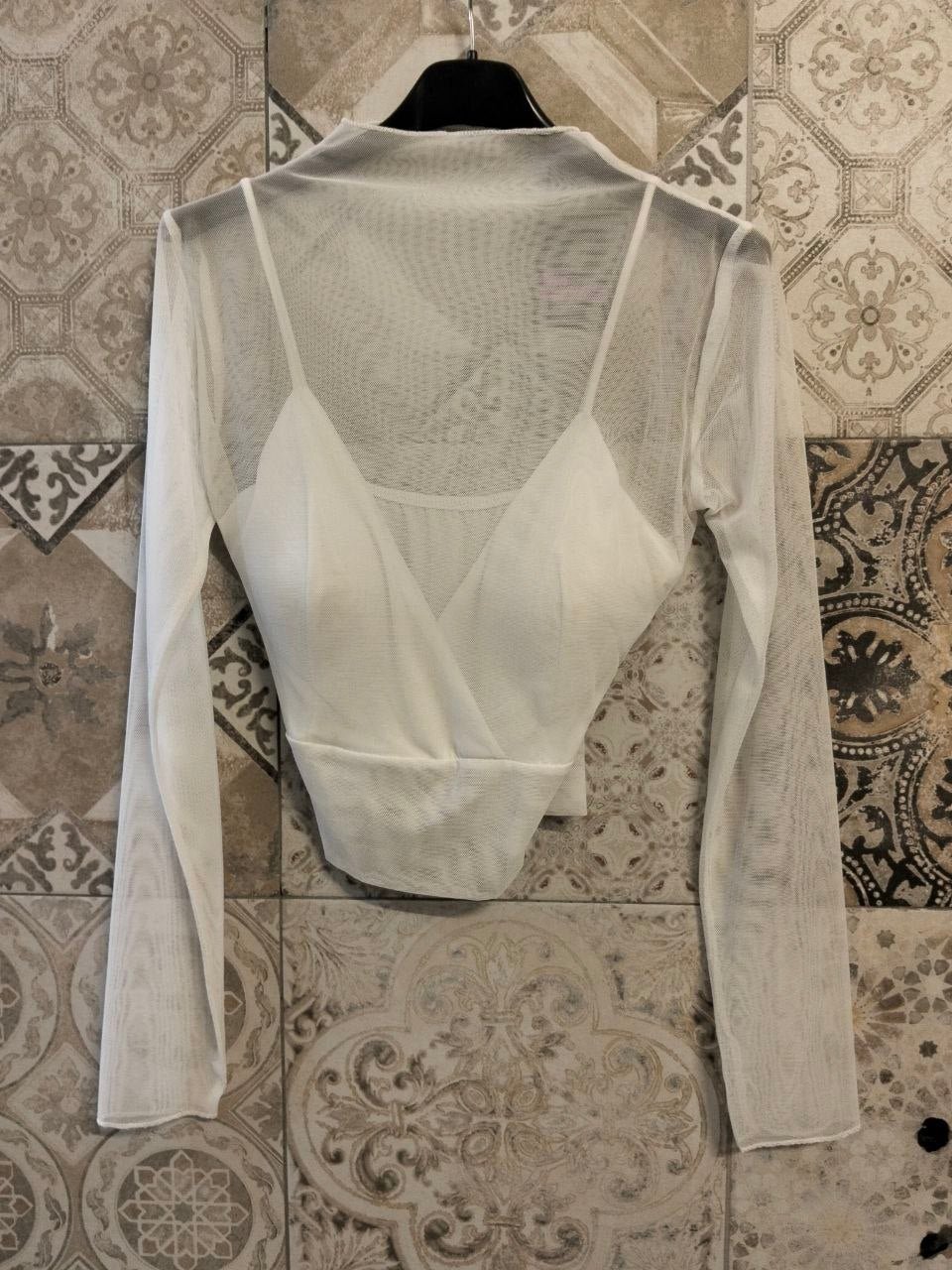maglia velata crop con bralette - Dverso Fashion